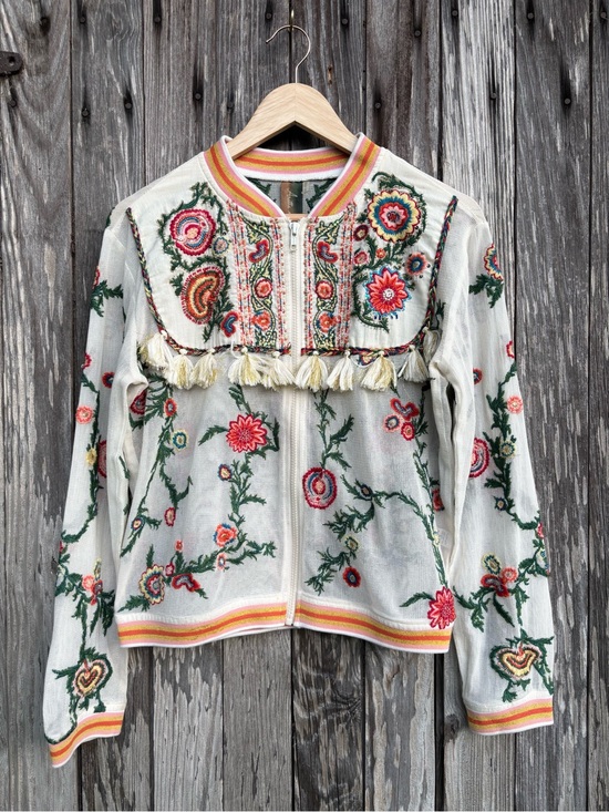 Aratta Jackets & Blazers - Aratta Silent Journey bohemian mesh jacket embroidered size small
